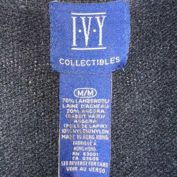 Vintage Ivy Collectibles Lambswool Angora Beaded Black Sweater Vest Size M - Picture 2 of 9